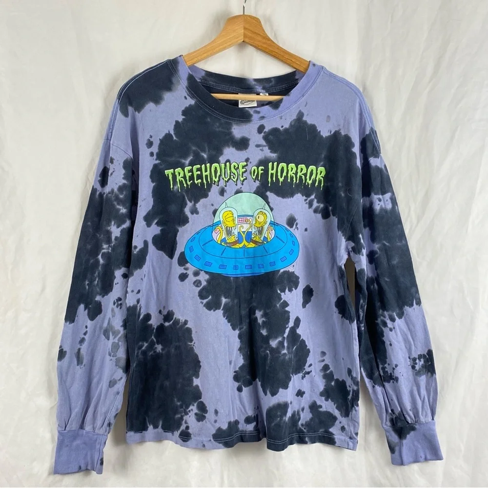 The Simpsons Treehouse of Horror Alien Tie-Dye Long Sleeve Shirt Size Medium - Picture 1 of 16